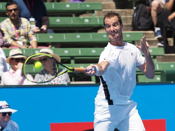 Melbourne Australia January 2018 Tennis Player Richard Gasket Preparing Australian — Stock Photo, Image