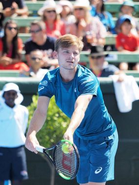 Melbourne, Avustralya - 9 Ocak 2018: Tenis oyuncusu David Goffin Avustralya Açık'Kooyong klasik sergi turnuva için hazırlanıyor 