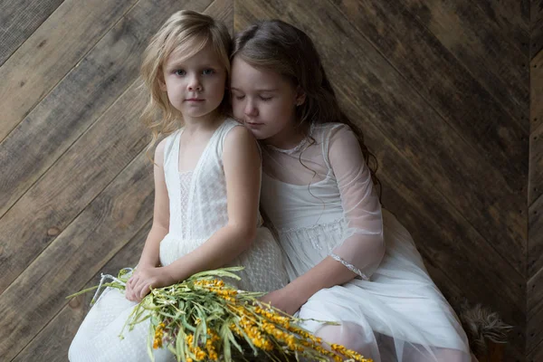 İki kız, kız, kız kardeşler, f ile fotoğraf stüdyosu modellerinde