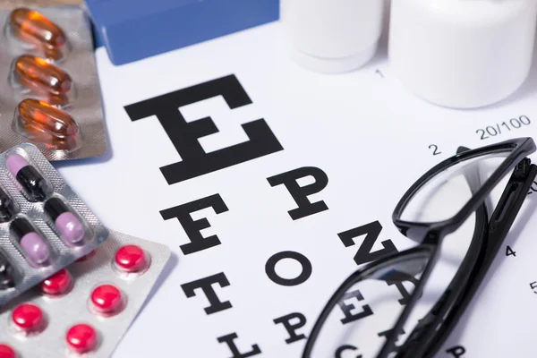 Eye chart and medicine
