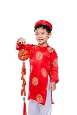 havai fişek ile heyecan verici Vietnamlı çocuk