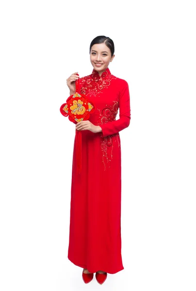 전통 축제 의상 아오자이에 아시아 여자 — 스톡 사진