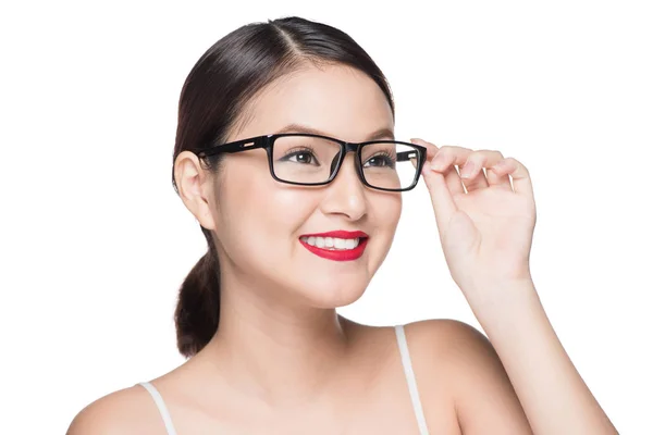 戴着眼镜的亚洲女孩 — 图库照片