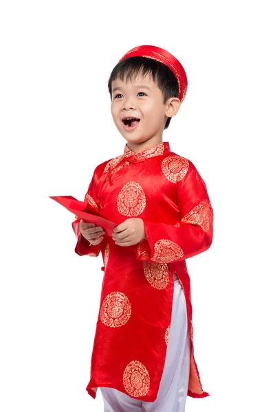 전통 옷을 입고 어린 베트남 소년 — 스톡 사진