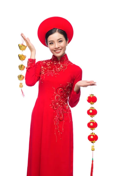 Mujer asiática en traje de festival tradicional Ao Dai —  Fotos de Stock