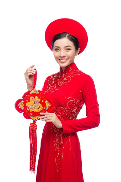 伝統的な祭衣装アオザイ アジア女性 — ストック写真