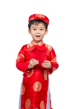 Küçük Vietnamlı çocuk holding zarflar