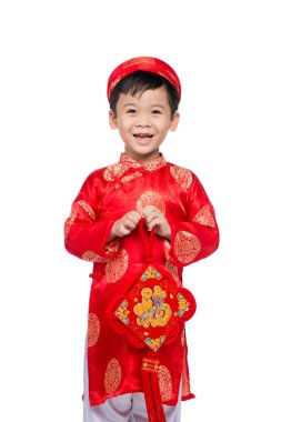 Geleneksel kostüm küçük Vietnamlı çocuk