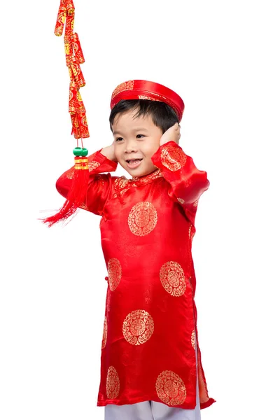 Vietnamita chico con petardos —  Fotos de Stock