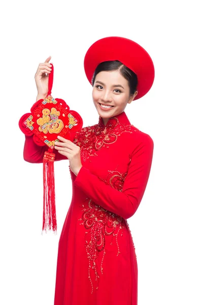 전통 축제 의상에서 아름 다운 아시아 여자 — 스톡 사진