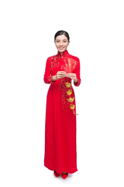 在传统的节日服装的亚洲美女 — 图库照片