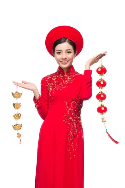 Hermosa mujer asiática en traje de festival tradicional —  Fotos de Stock