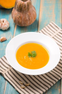  Kabak ve havuç çorbası Üstten Görünüm