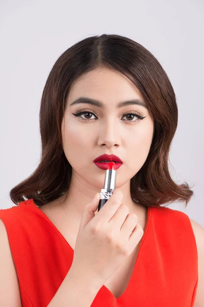 Wanita dengan lipstik merah — Stok Foto