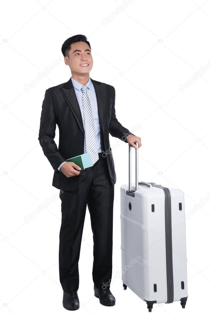 business traveler with suitcase