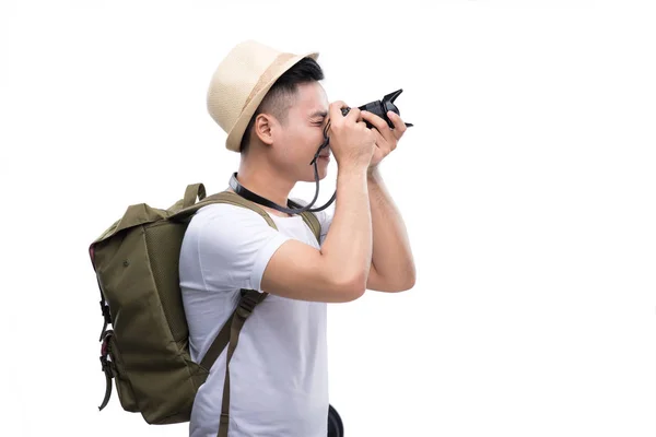 Jonge reiziger nemen foto. — Stockfoto
