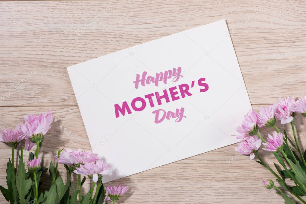 Mothers Day card with color flowers