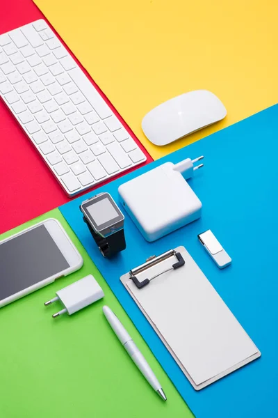 Office objects on colorful background — Stock Photo, Image