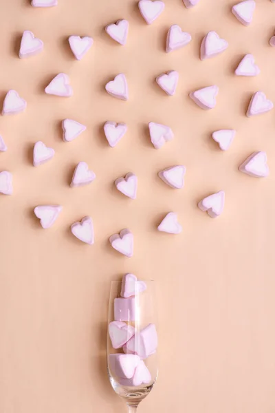 Glass with candy hearts — Stock Photo, Image