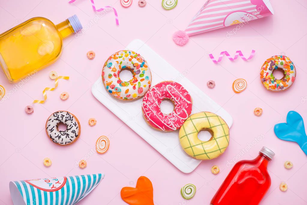 colourful donuts and party stuff 