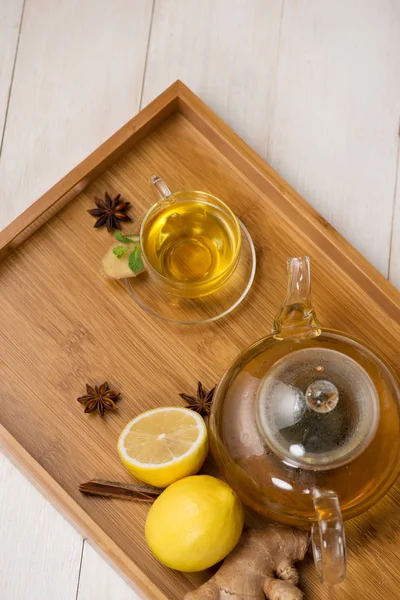 Kopje gember thee met citroen — Stockfoto