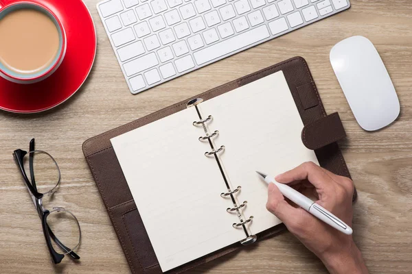 Cuaderno blanco en blanco abierto — Foto de Stock