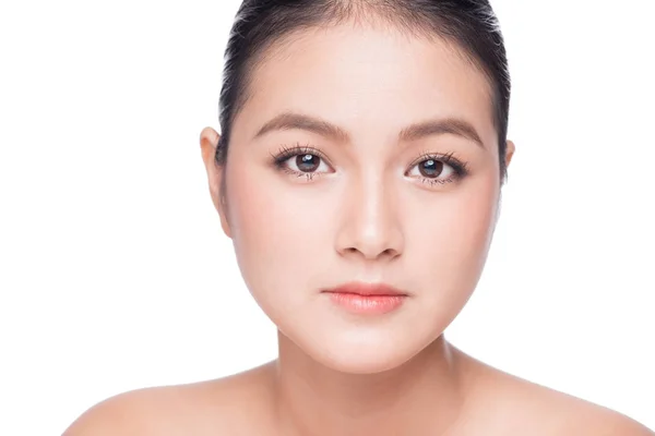 Asiatisk kvinna med ren frisk hud touch — Stockfoto