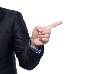 Beyaz arkaplanı işaret eden eller