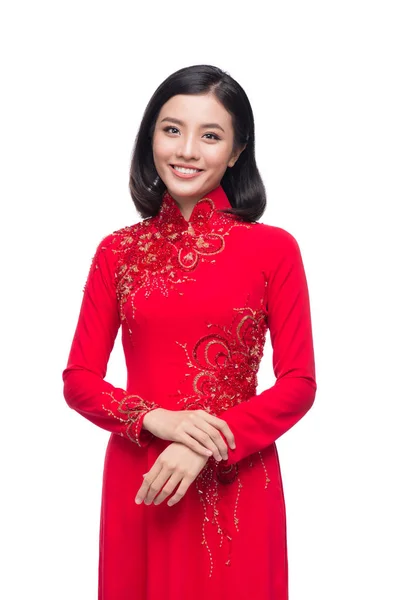 Mulher em Ao Dai vestido tradicional — Fotografia de Stock