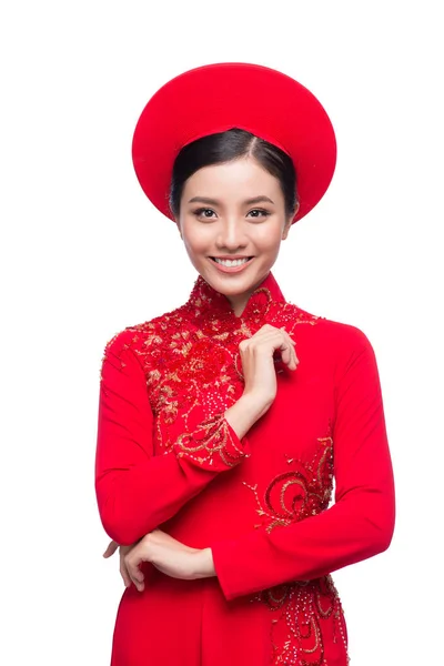 Nő a hagyományos ruhában és kalapban — Stock Fotó