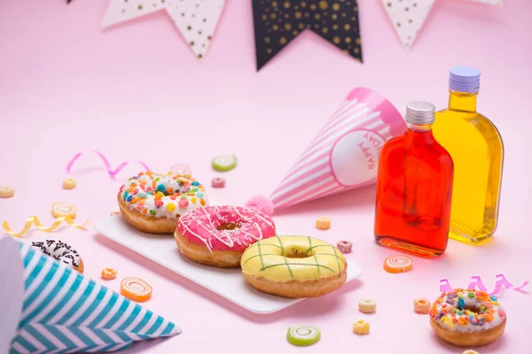 colourful donuts and party stuff