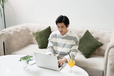 Dizüstü bilgisayarda çalışan iş adamı