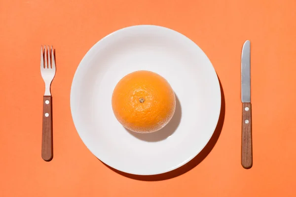 Апельсиновые фрукты на белой тарелке — стоковое фото