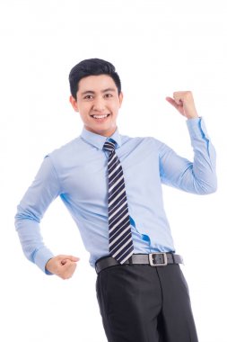 İşadamı başarısına seviniyor.