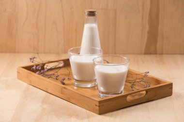 şişe ve bardak süt