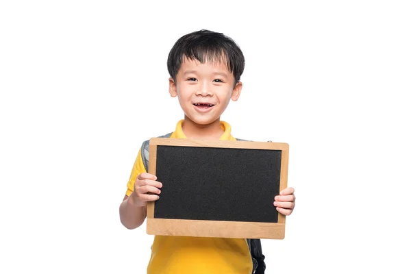 Μικρό αγόρι εκμετάλλευση Μαυροπίνακας — Φωτογραφία Αρχείου