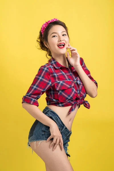 Pin-up smink ázsiai nő — Stock Fotó
