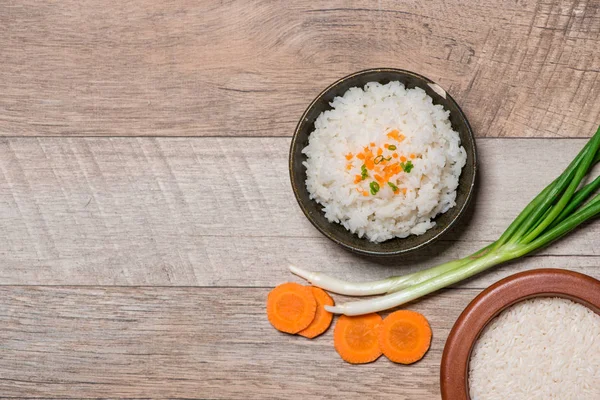 Boiled rice in bowl — Stock Photo, Image