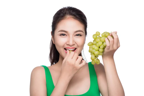 Girl holding fresh grapes — Stock Photo, Image