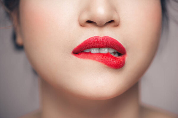 female lips with red lipstick