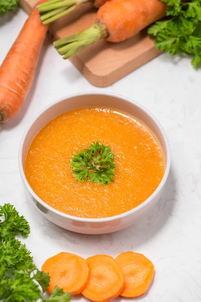 Carrot soup with parsley — Stock Photo, Image