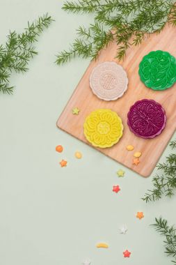 Tablo parti kurma. Geleneksel orta Sonbahar Festivali renkli mo