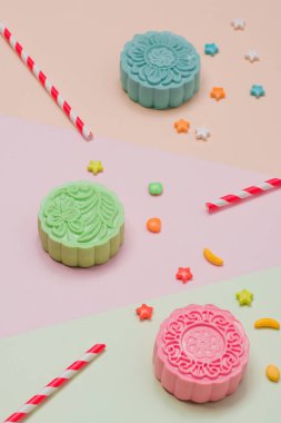 Tablo parti kurma. Geleneksel orta Sonbahar Festivali renkli mo