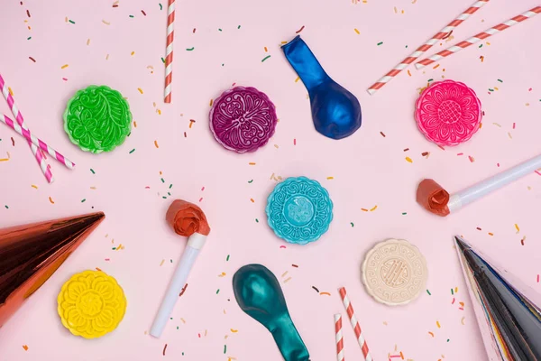 Tablo parti kurma. Geleneksel orta Sonbahar Festivali renkli mo