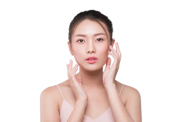 Schoonheid Aziatische vrouw gezicht portret met perfecte frisse schone huid. — Stockfoto