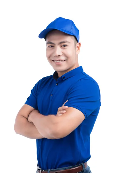 Carteiro de uniforme azul — Fotografia de Stock