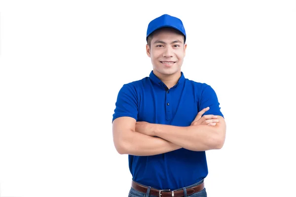 Postbode in blauwe uniform — Stockfoto