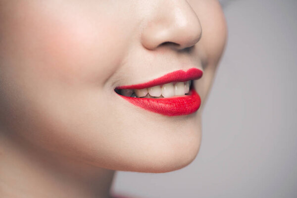 female lips with red lipstick