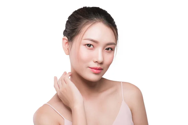 Belleza Mujer Asiática Cara Retrato Con Perfecta Piel Limpia Fresca — Foto de Stock