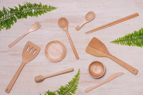 Wooden kitchenware utensils — Stock Photo, Image
